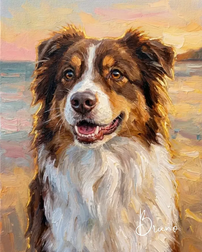 Portrait d'animal personnalisé L'heure dorée imprimé sur toile encadrée