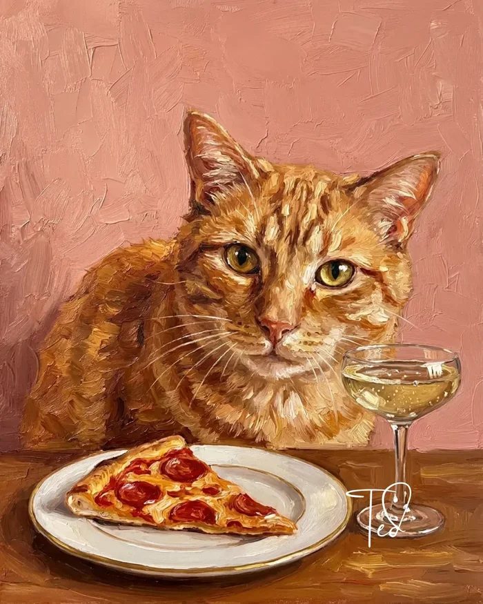 Portrait d'animal personnalisé Bon appétit! imprimé sur toile encadrée