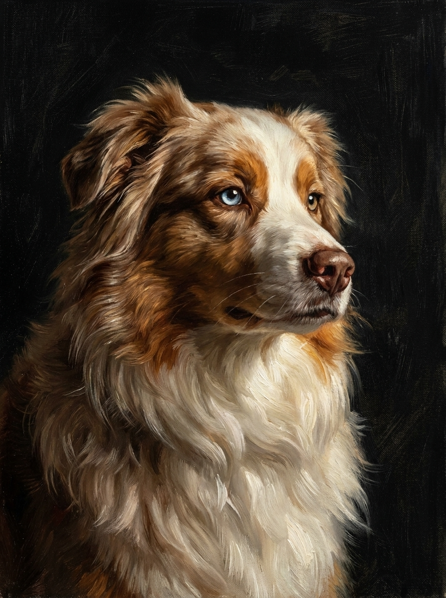 Classical portrait custom pet portrait printed on framed canvas