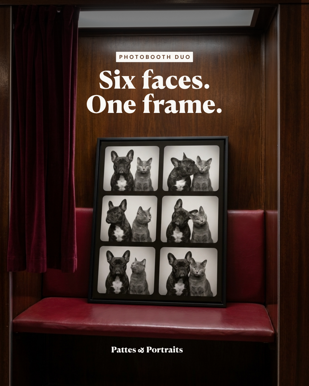 Photobooth Duo framed print inside a vintage photo booth